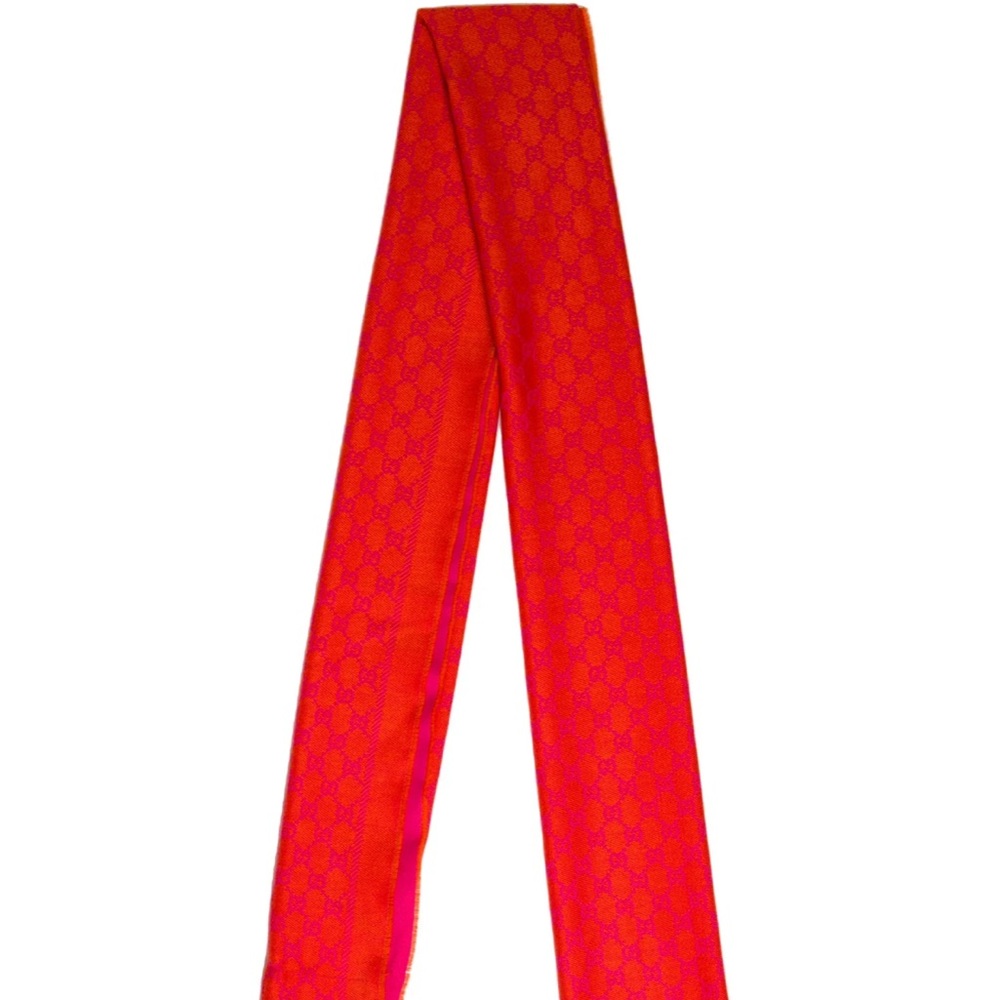 Gucci pink  and Orange Patterned Scarf